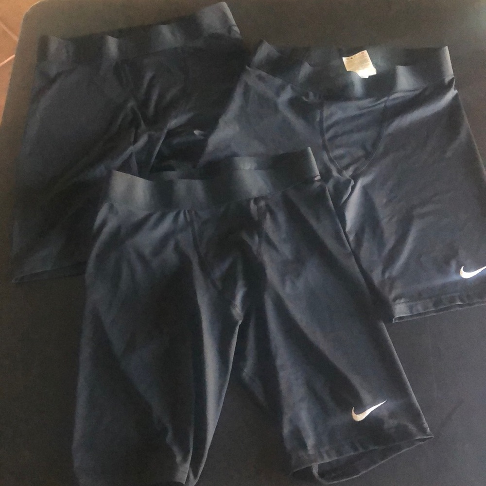 3 pairs Nike all black compression/track shorts
